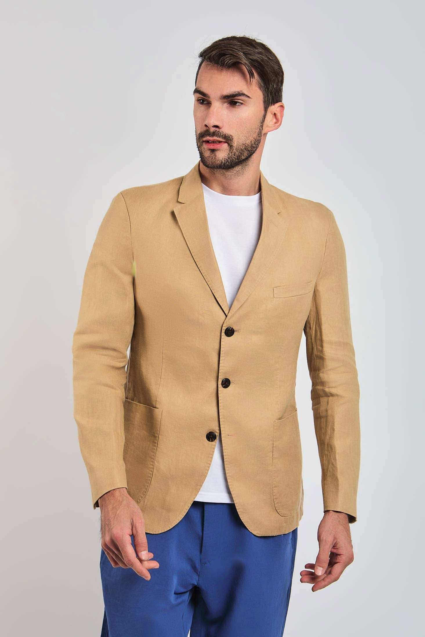 Men Slim Fit Blazer - Brown