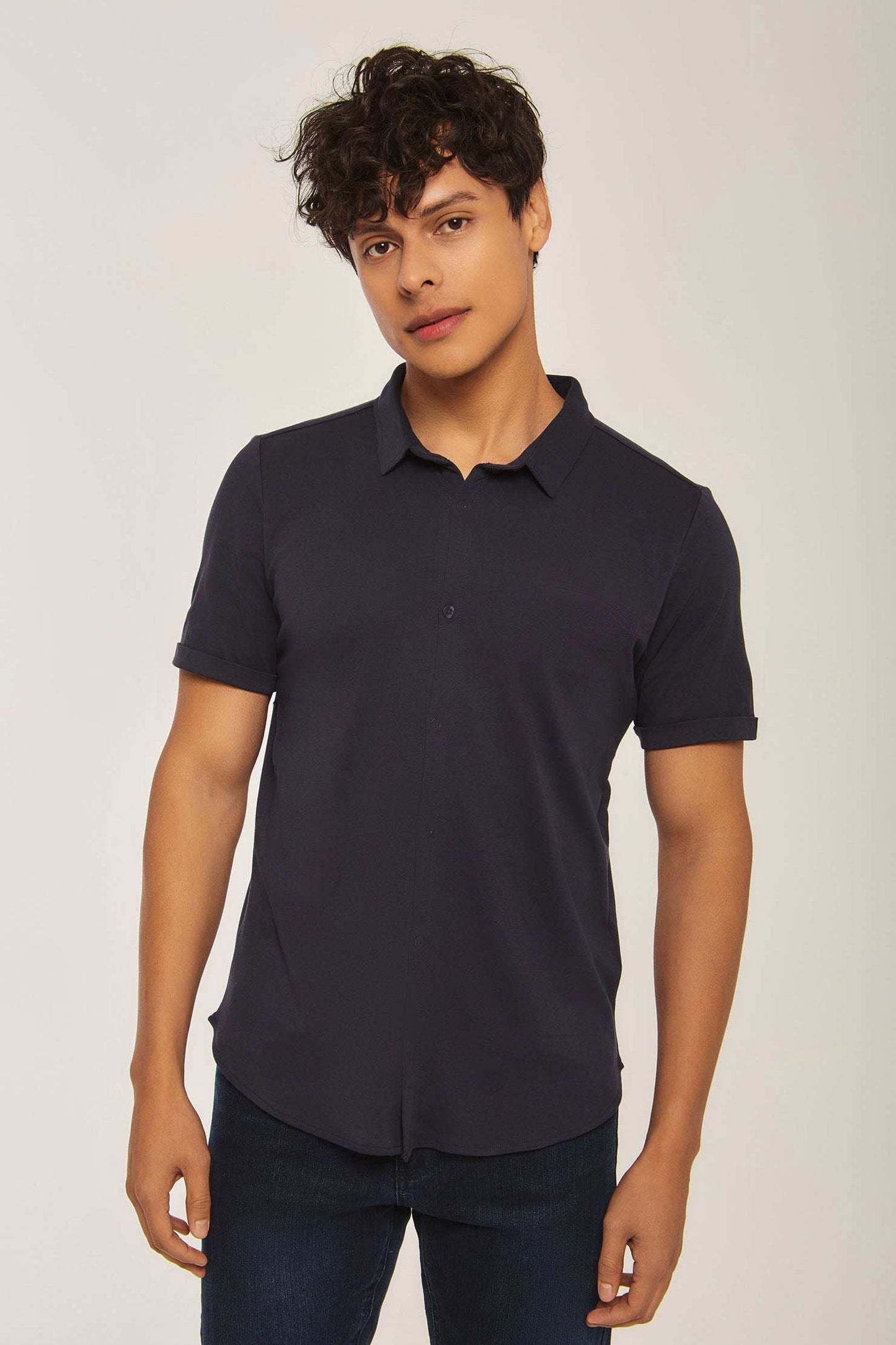 Men Slim Fit Shirt - Naval Navy