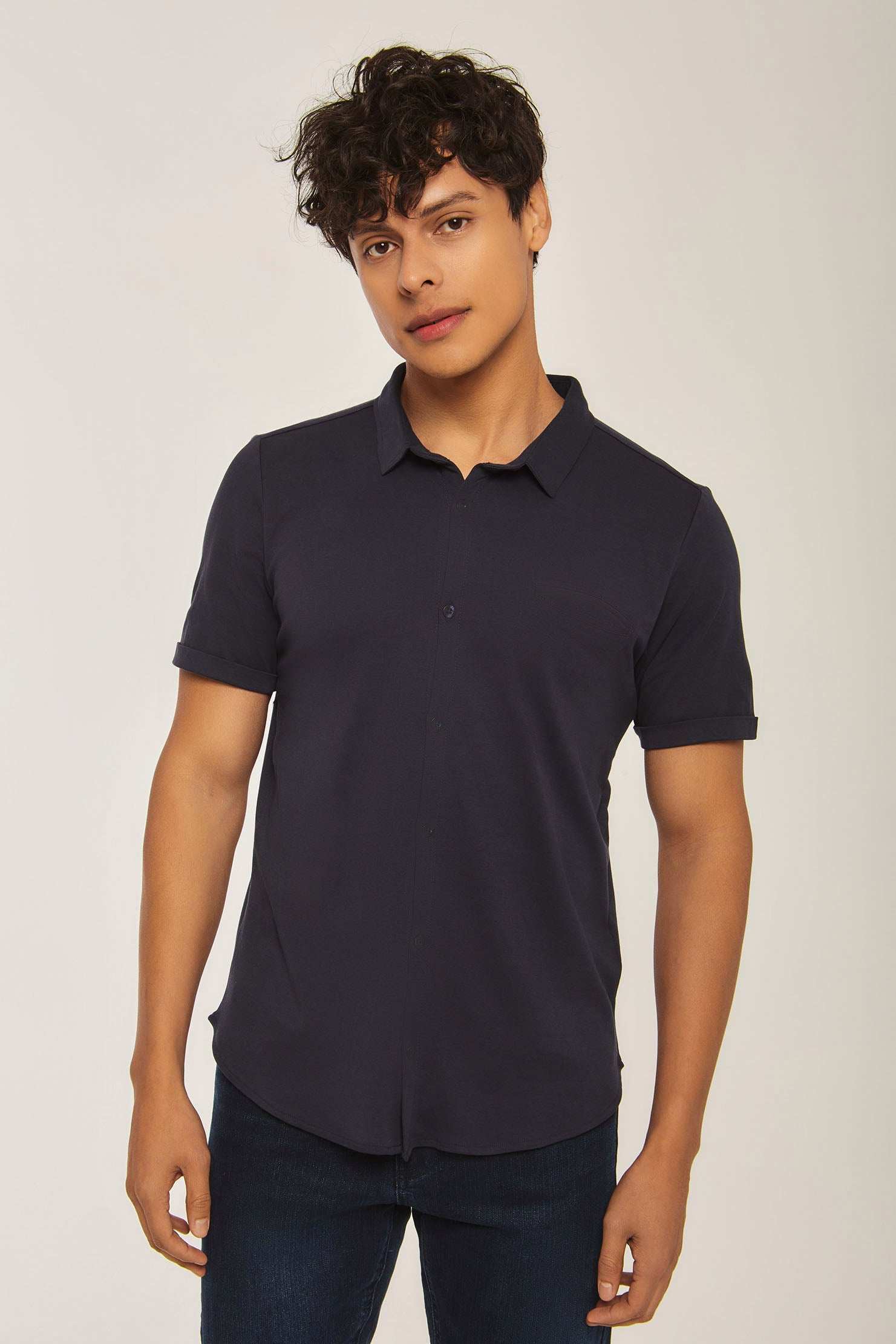 Men Slim Fit Shirt - Naval Navy