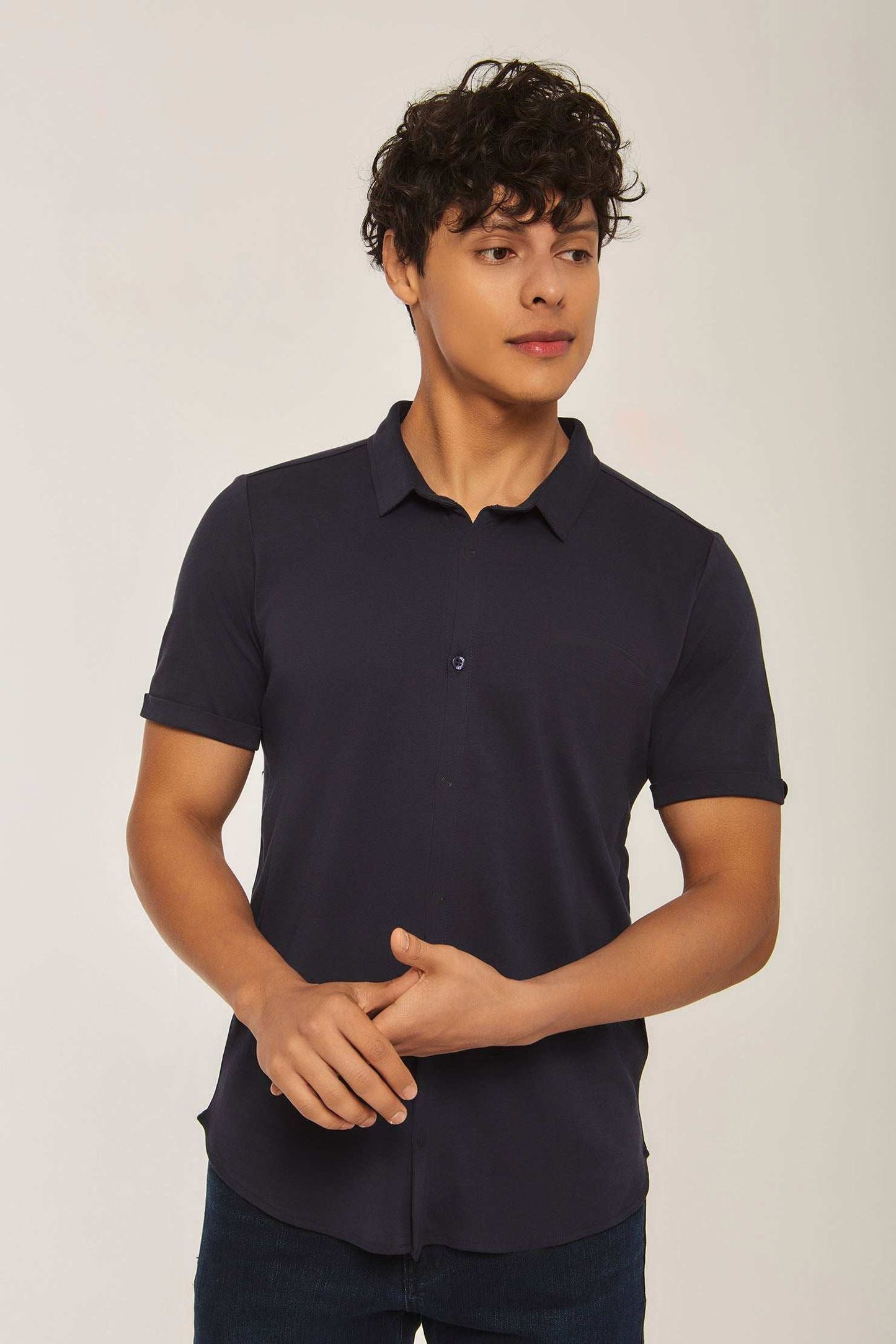 Men Slim Fit Shirt - Naval Navy