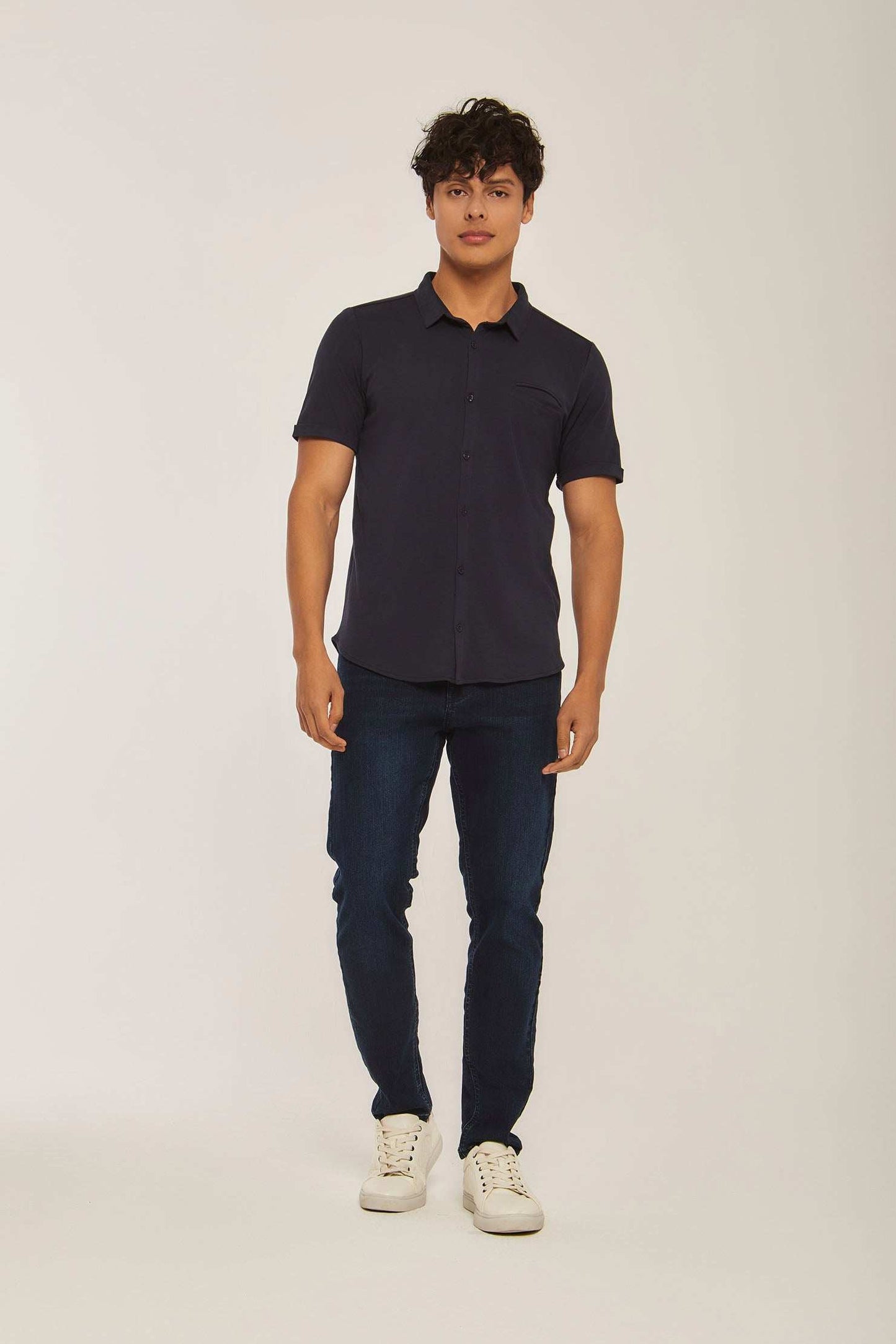 Men Slim Fit Shirt - Naval Navy