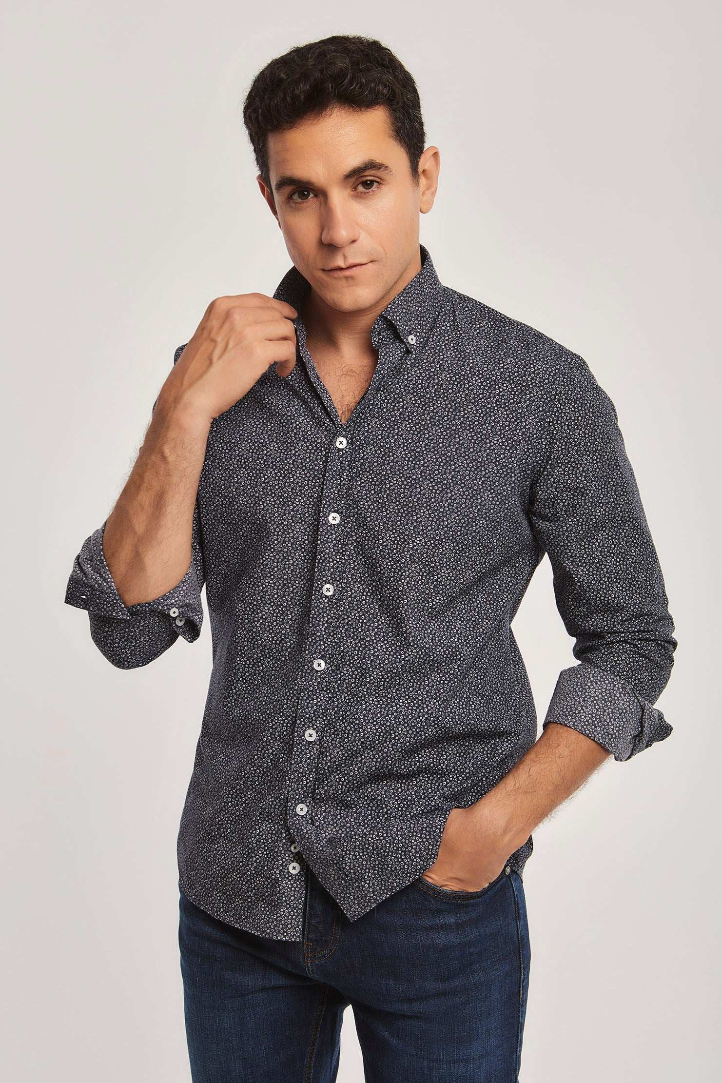 Men Slim Fit Shirt - Navy