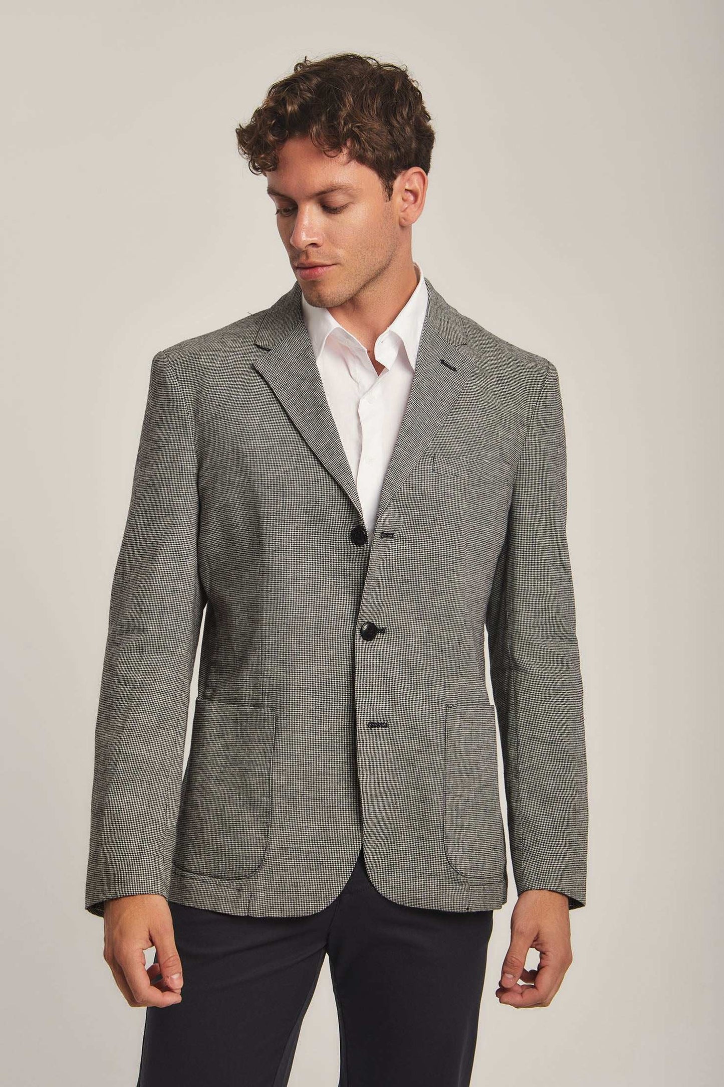 Men Slim Fit Blazer - Black