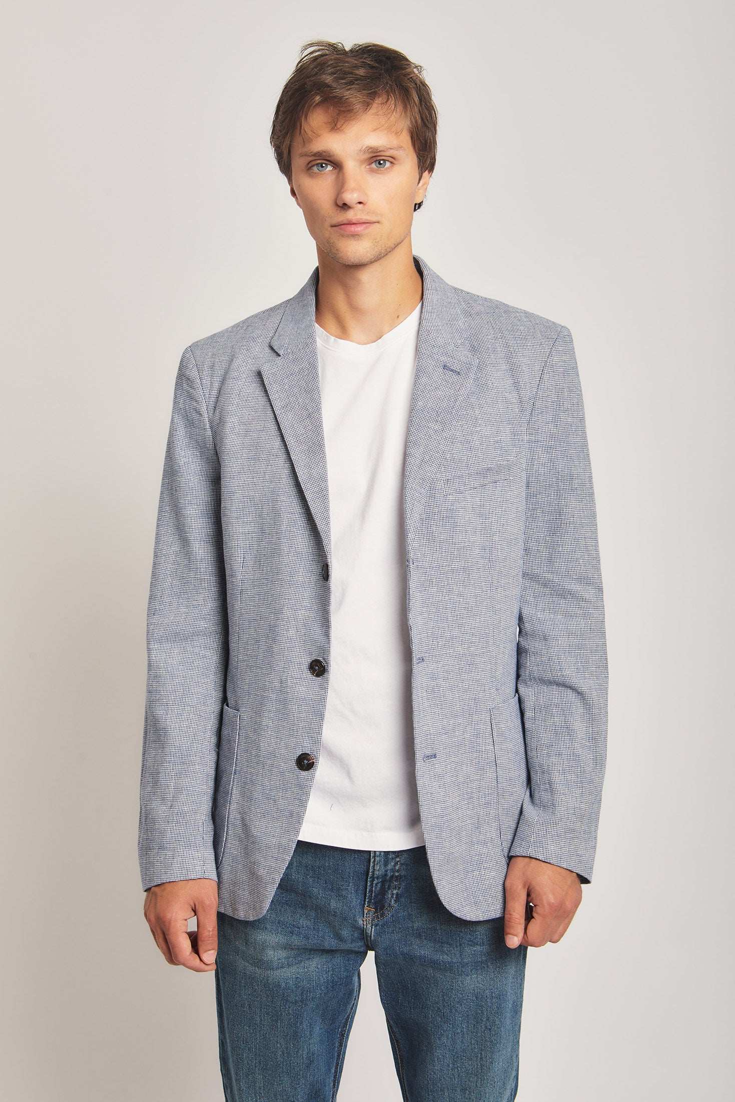 Men Slim Fit Blazer - Blue