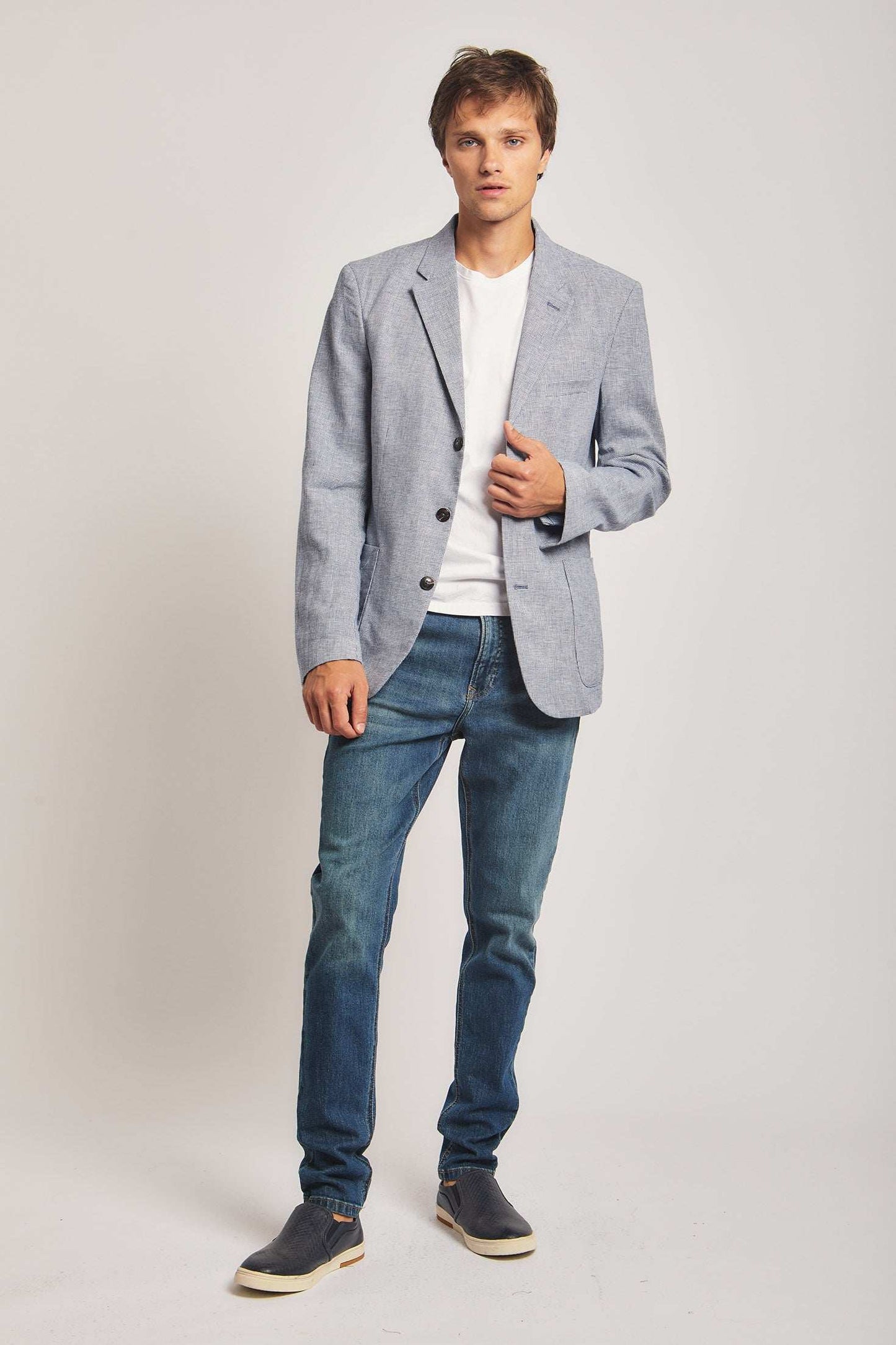 Men Slim Fit Blazer - Blue