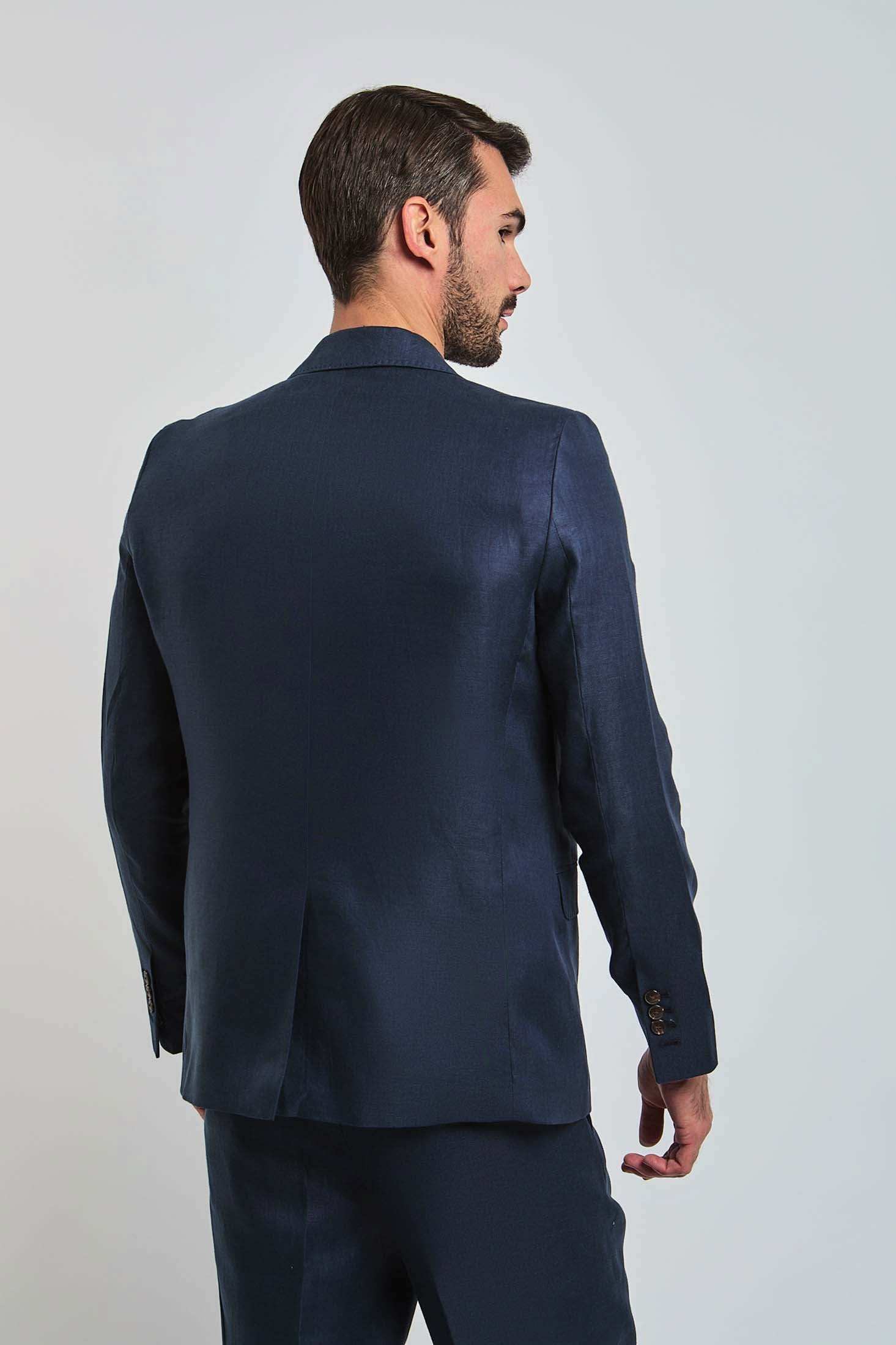 Dalydress men's navy blue suit jacket back view, formal wear fashion