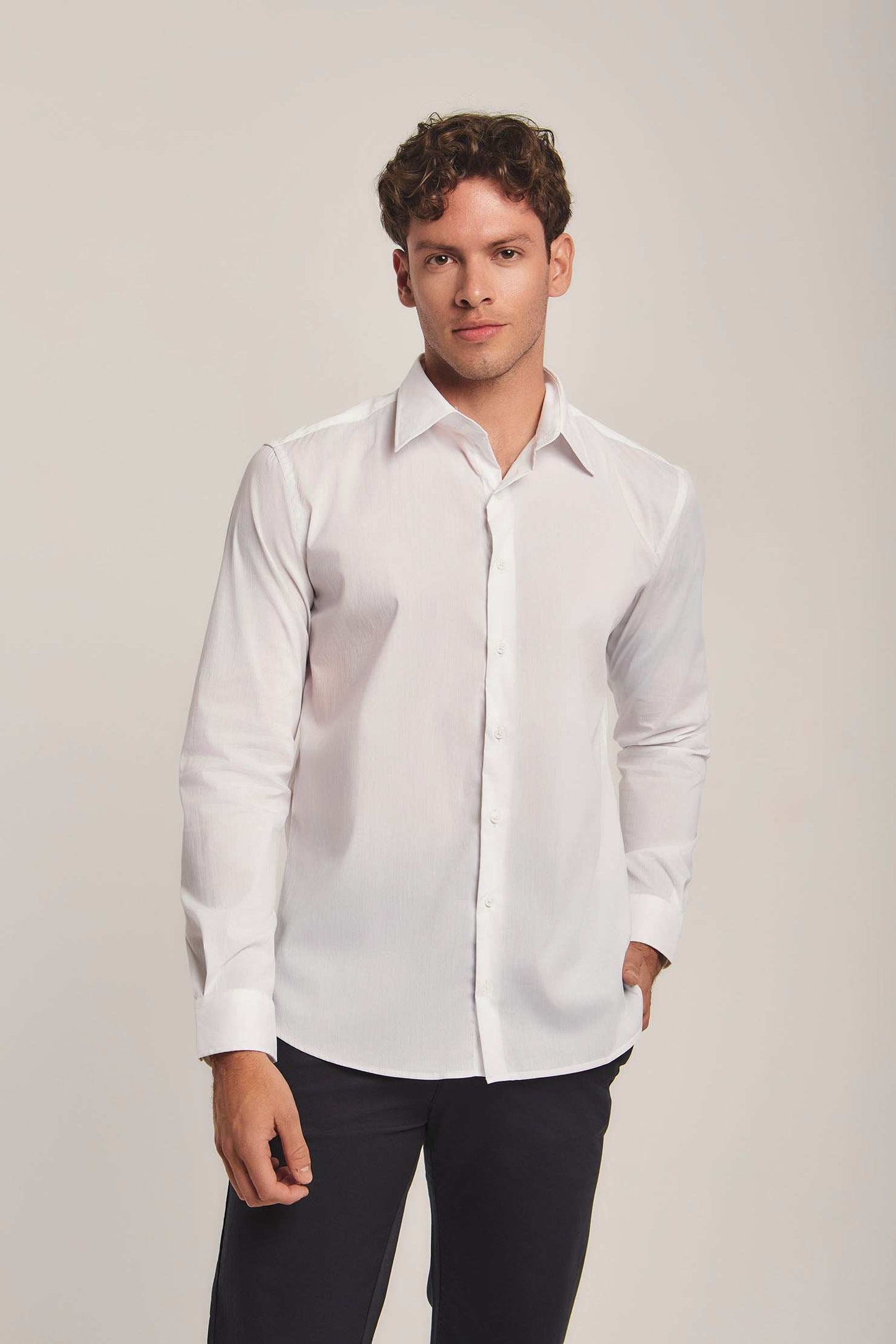 Men Slim Fit Shirt - White
