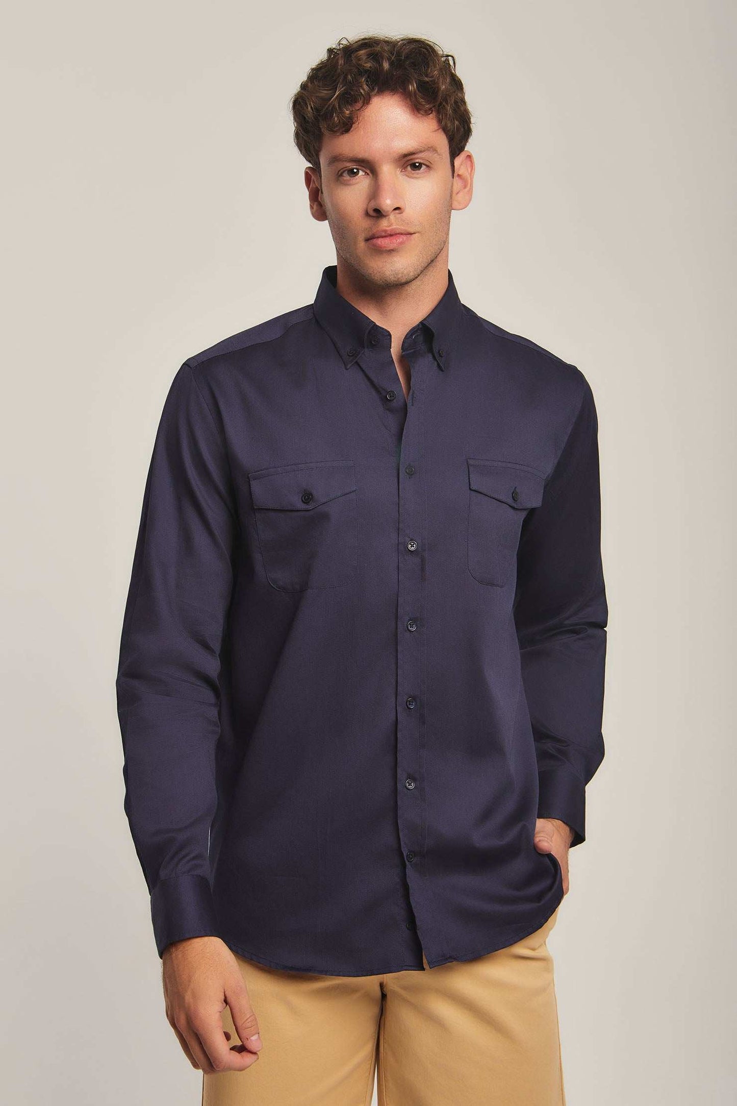 Men Regular Fit Shirt -  Navy