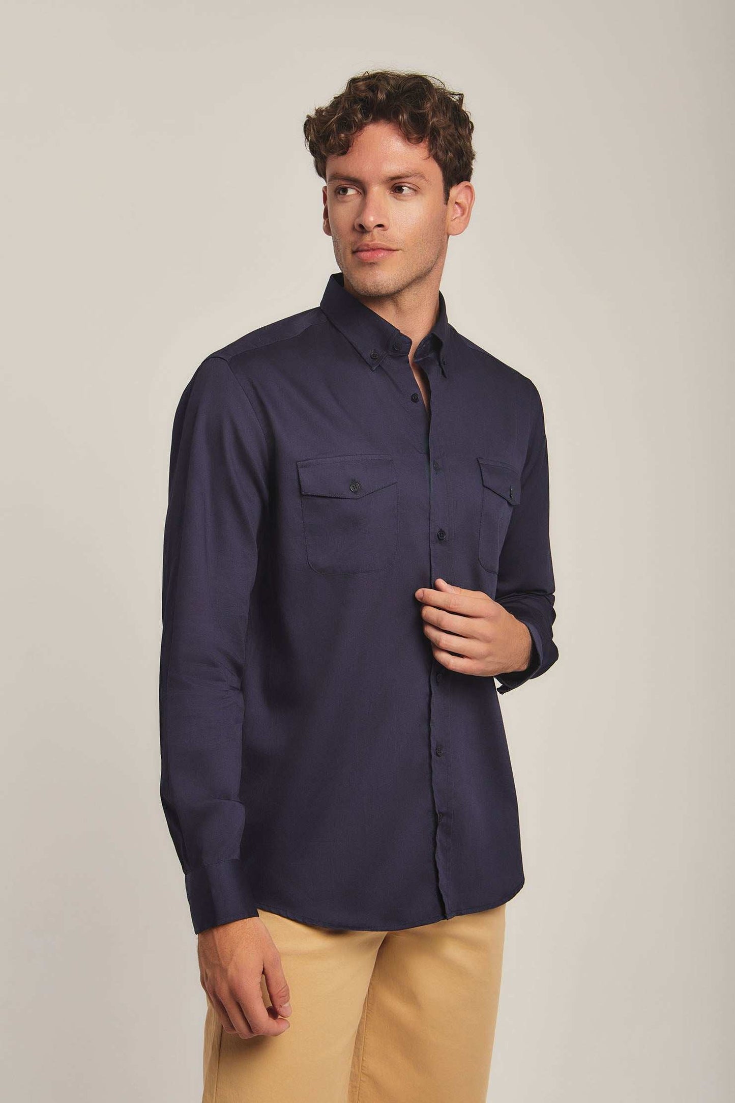 Men Regular Fit Shirt -  Navy