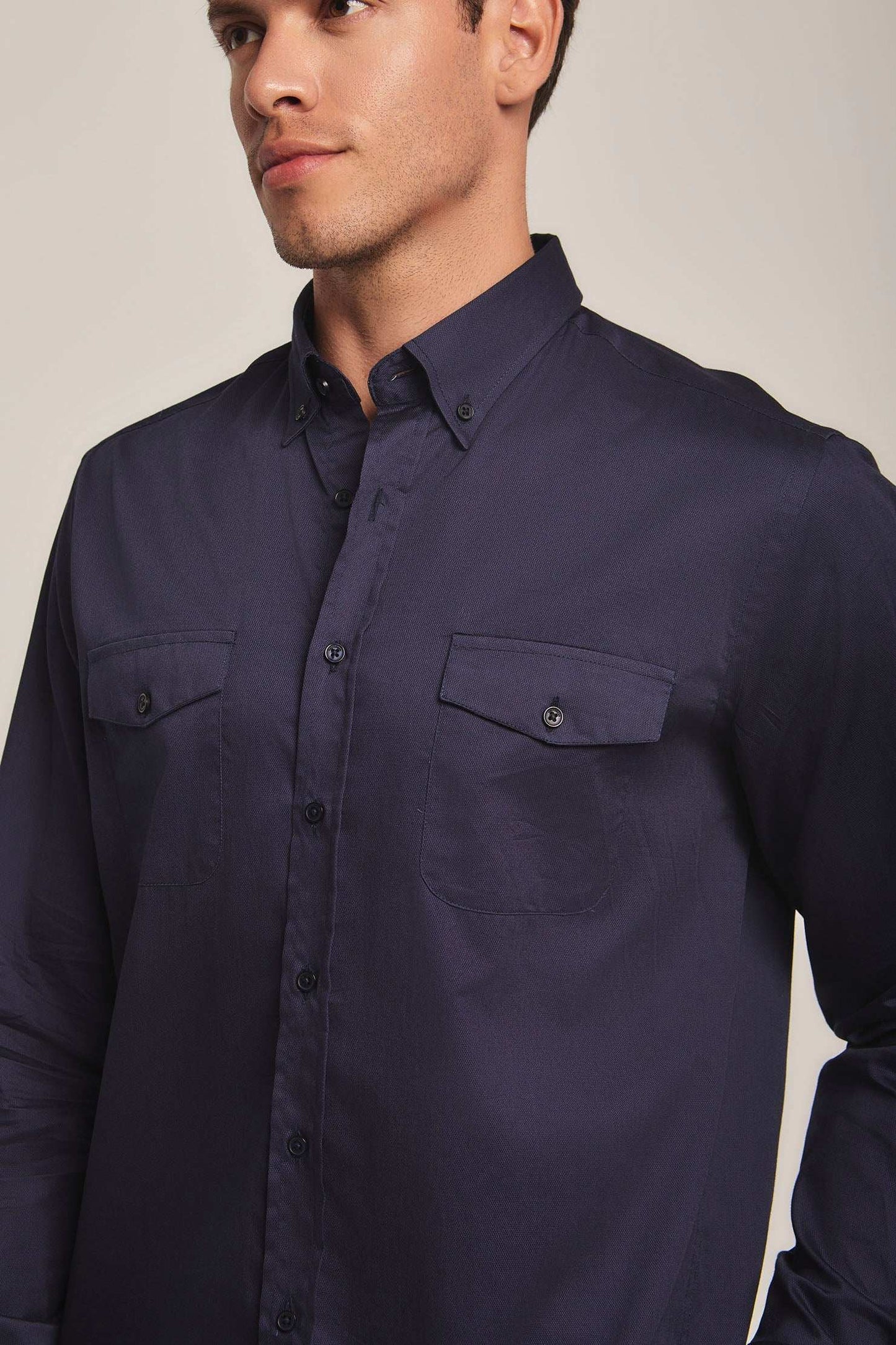 Men Regular Fit Shirt -  Navy
