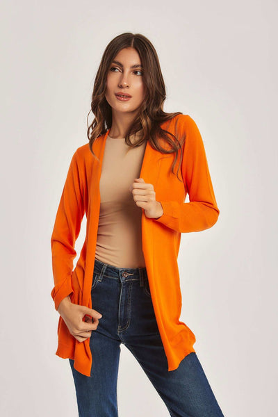 Women Regular Fit Cardigan - Celosia Orange