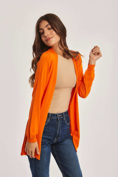 Women Regular Fit Cardigan - Celosia Orange