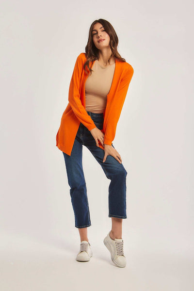 Women Regular Fit Cardigan - Celosia Orange