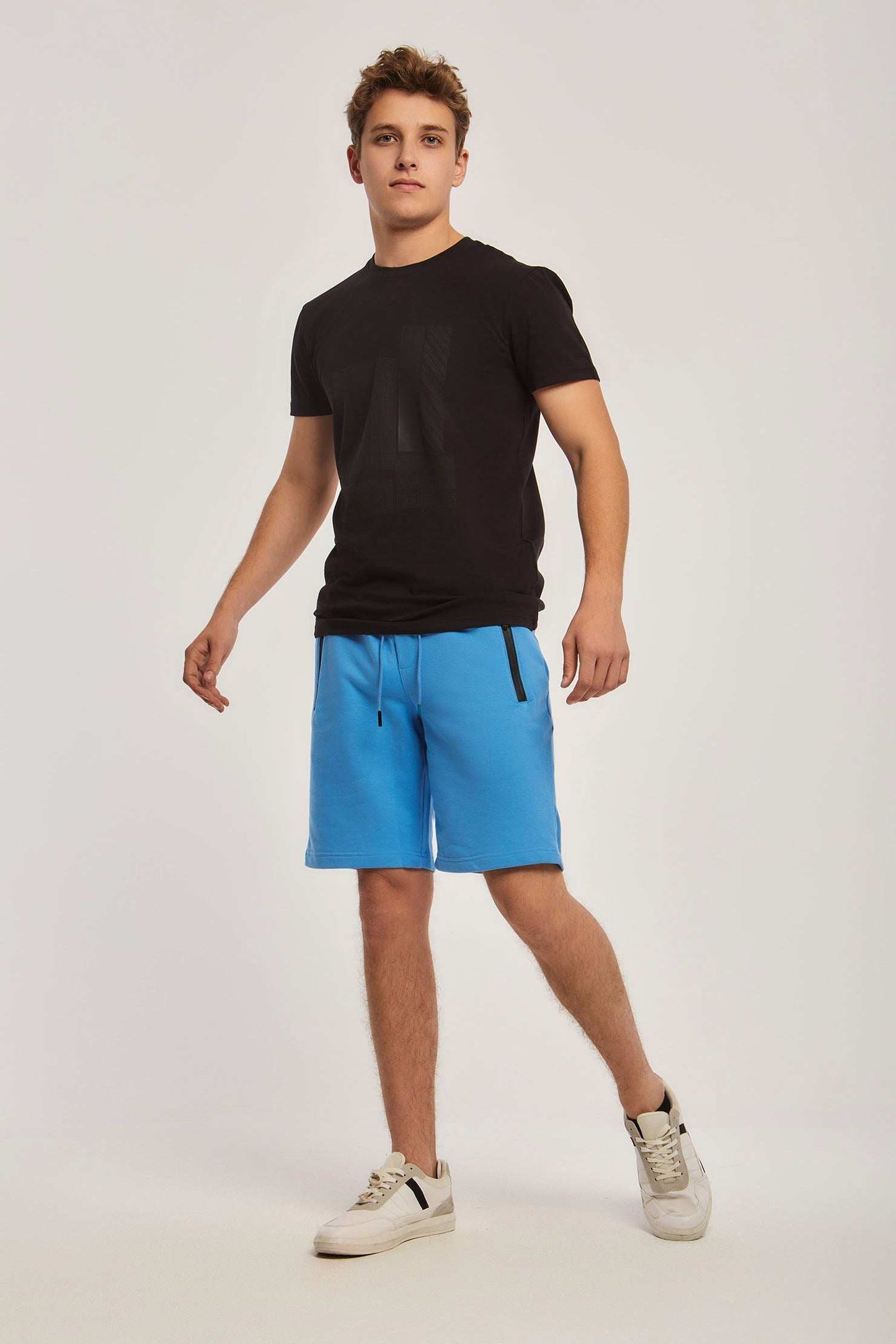 Men Regular Fit Sweat Short - Blue
