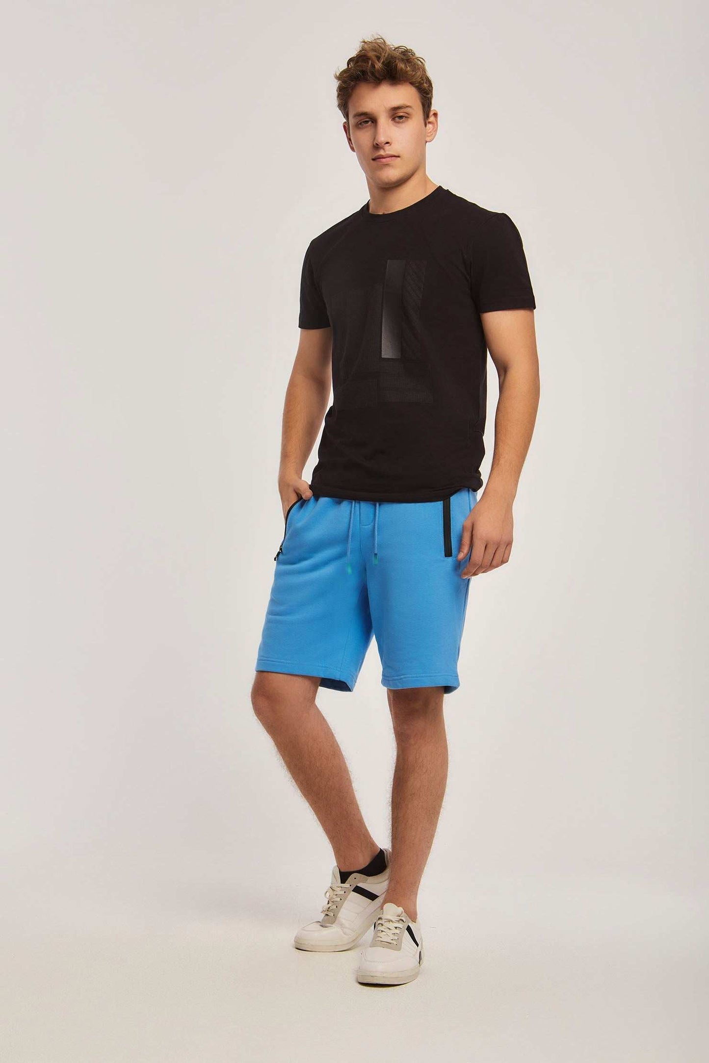 Men Regular Fit Sweat Short - Blue