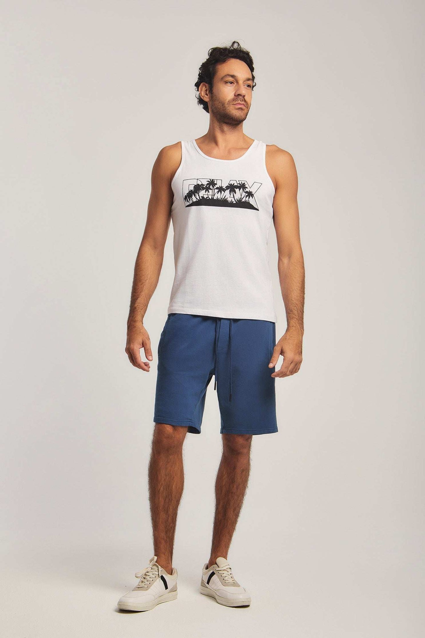 Men Regular Fit Sweat Short - Blue