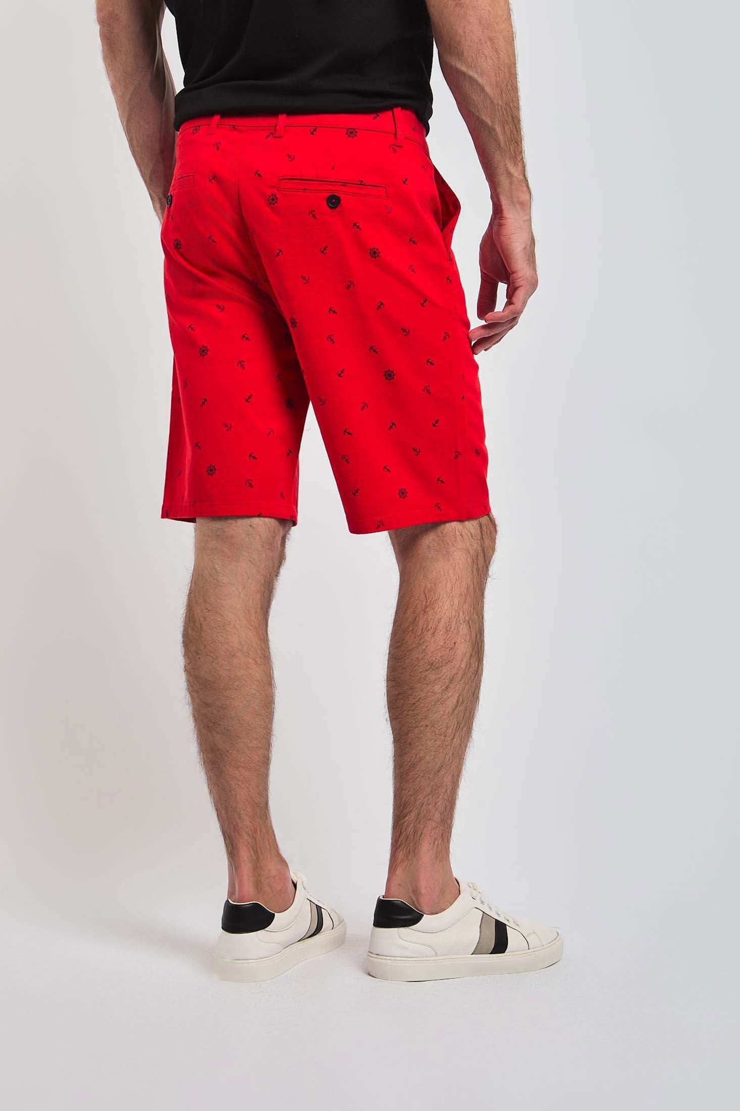 Dalydress men's red patterned shorts with back pockets, casual wear, rear view