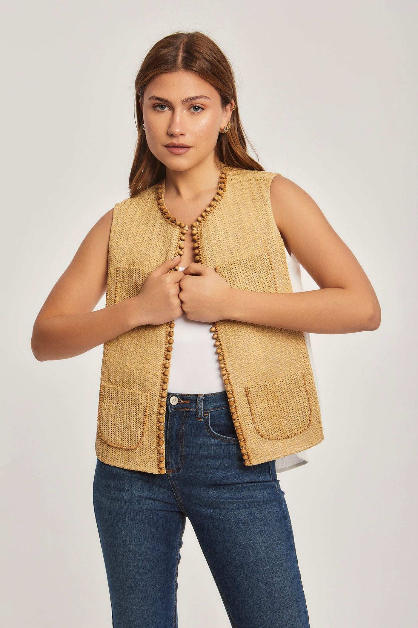 Women Regular Fit Vest - Off White