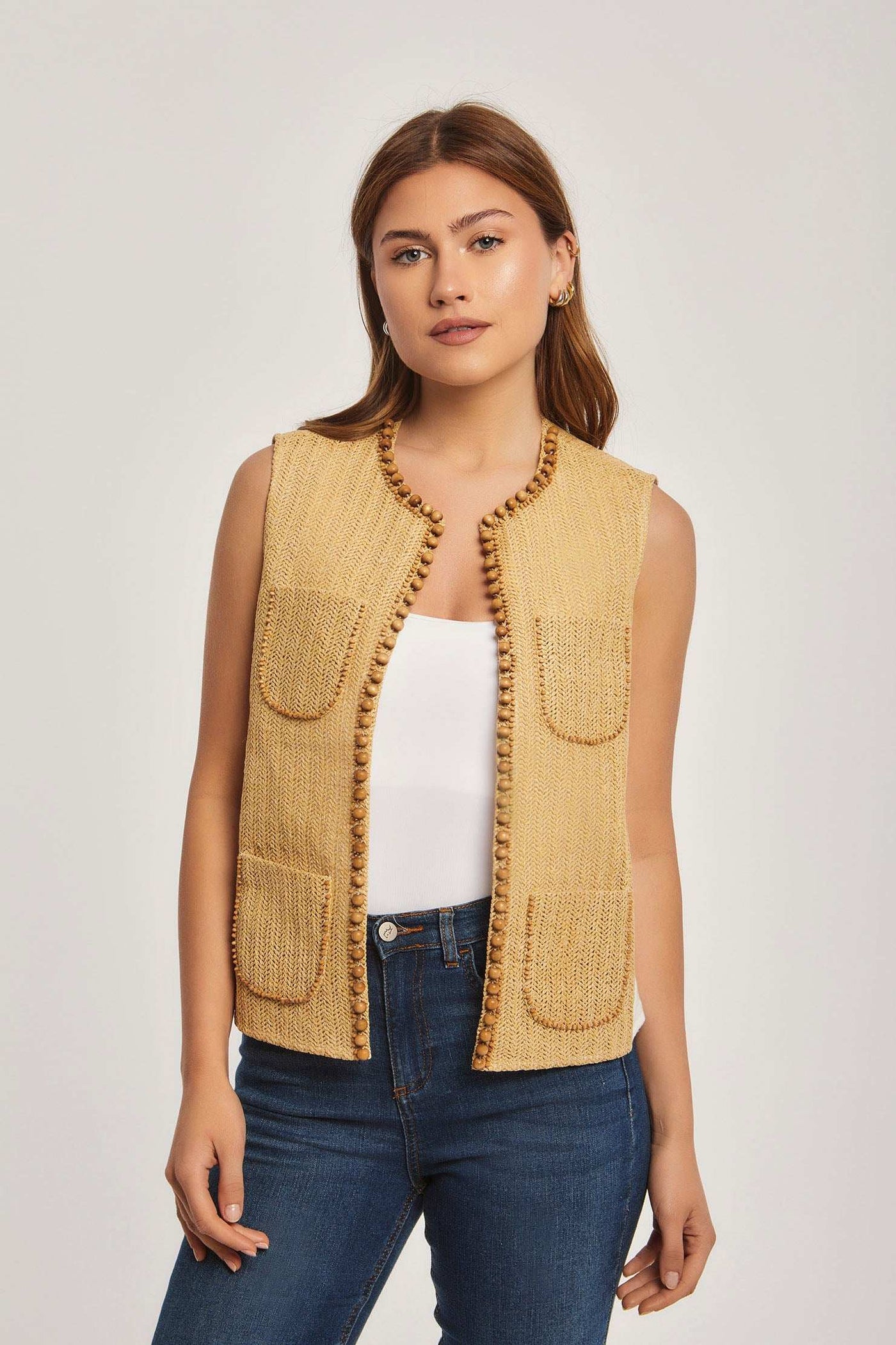 Women Regular Fit Vest - Off White