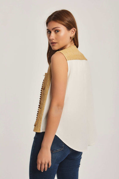 Women Regular Fit Vest - Off White