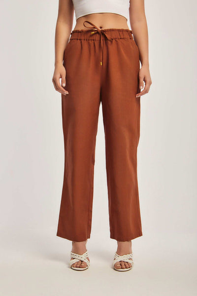 Women Regular Fit Pant - Brown