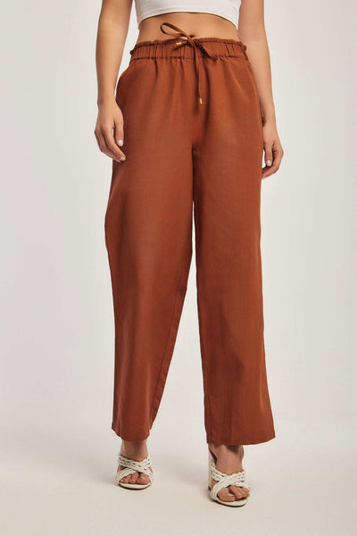 Women Regular Fit Pant - Brown