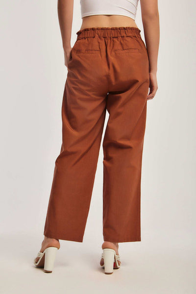 Women Regular Fit Pant - Brown