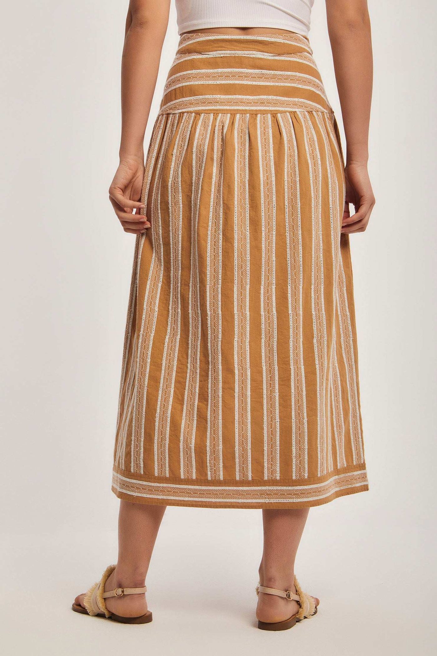 Women Regular Fit Skirt - Printed Brown