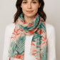 Wrap-Up Scarf with Tropical Leaves Pattern