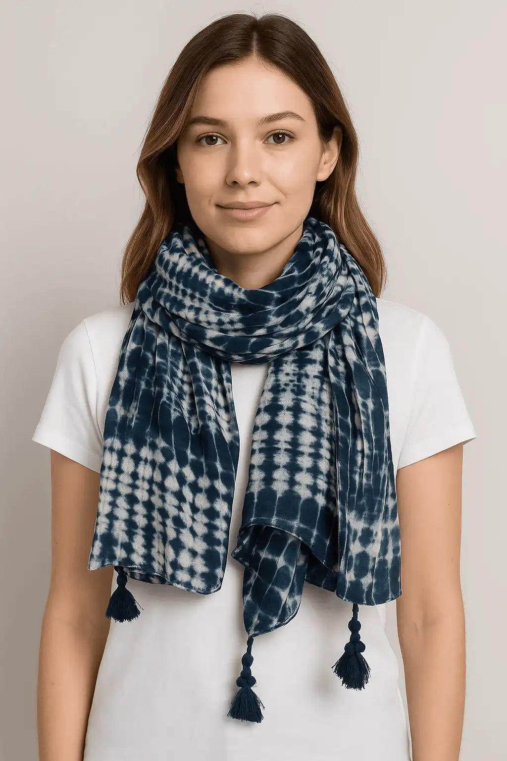 Tie-Dye Tassel Detail Scarf