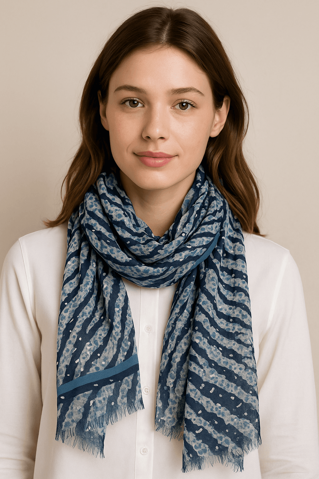 Animal Pattern Scarf with Metallic Accents