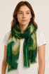 Abstract Green Pattern Scarf with Shiny Touch