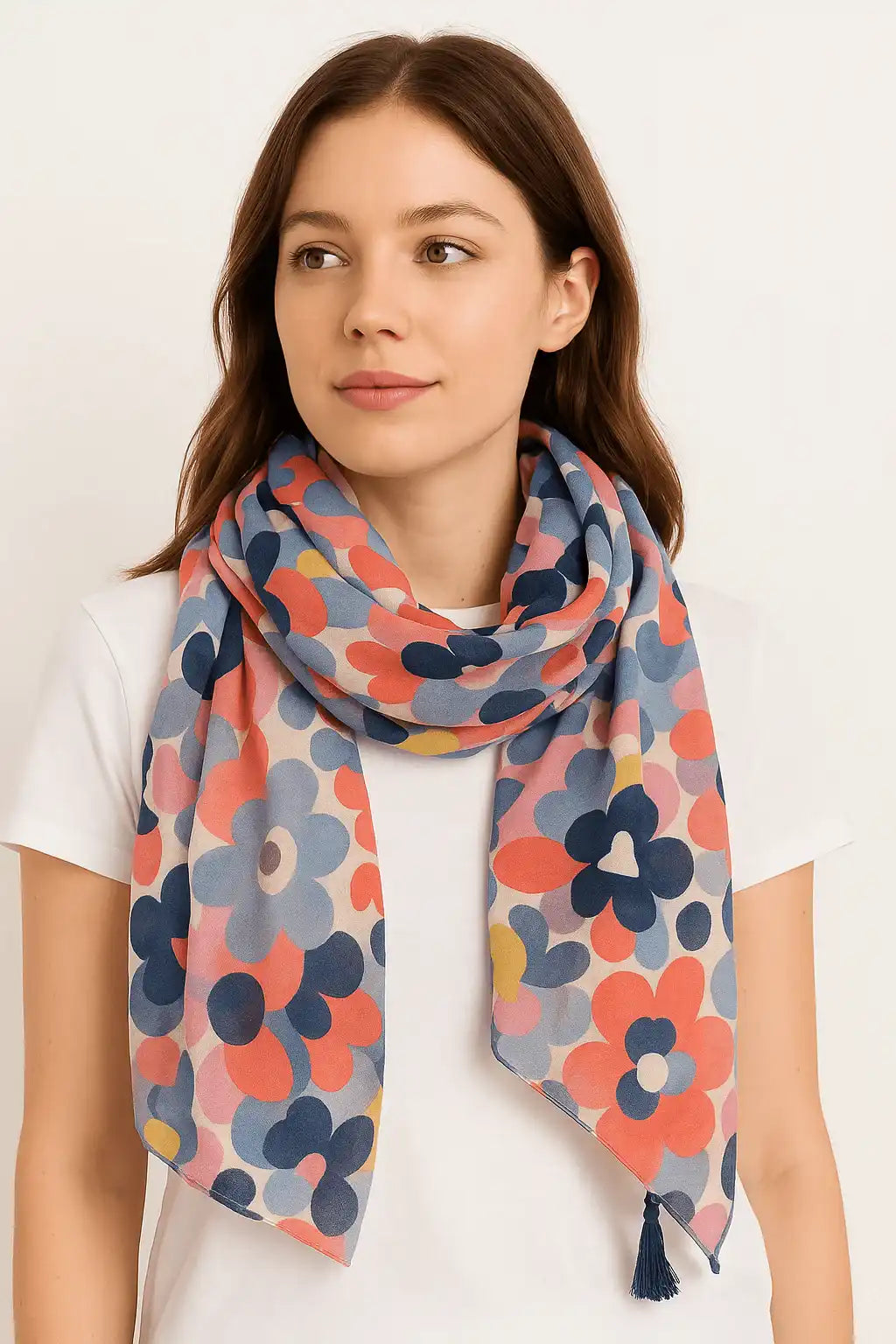 Floral Tassel Accent Scarf