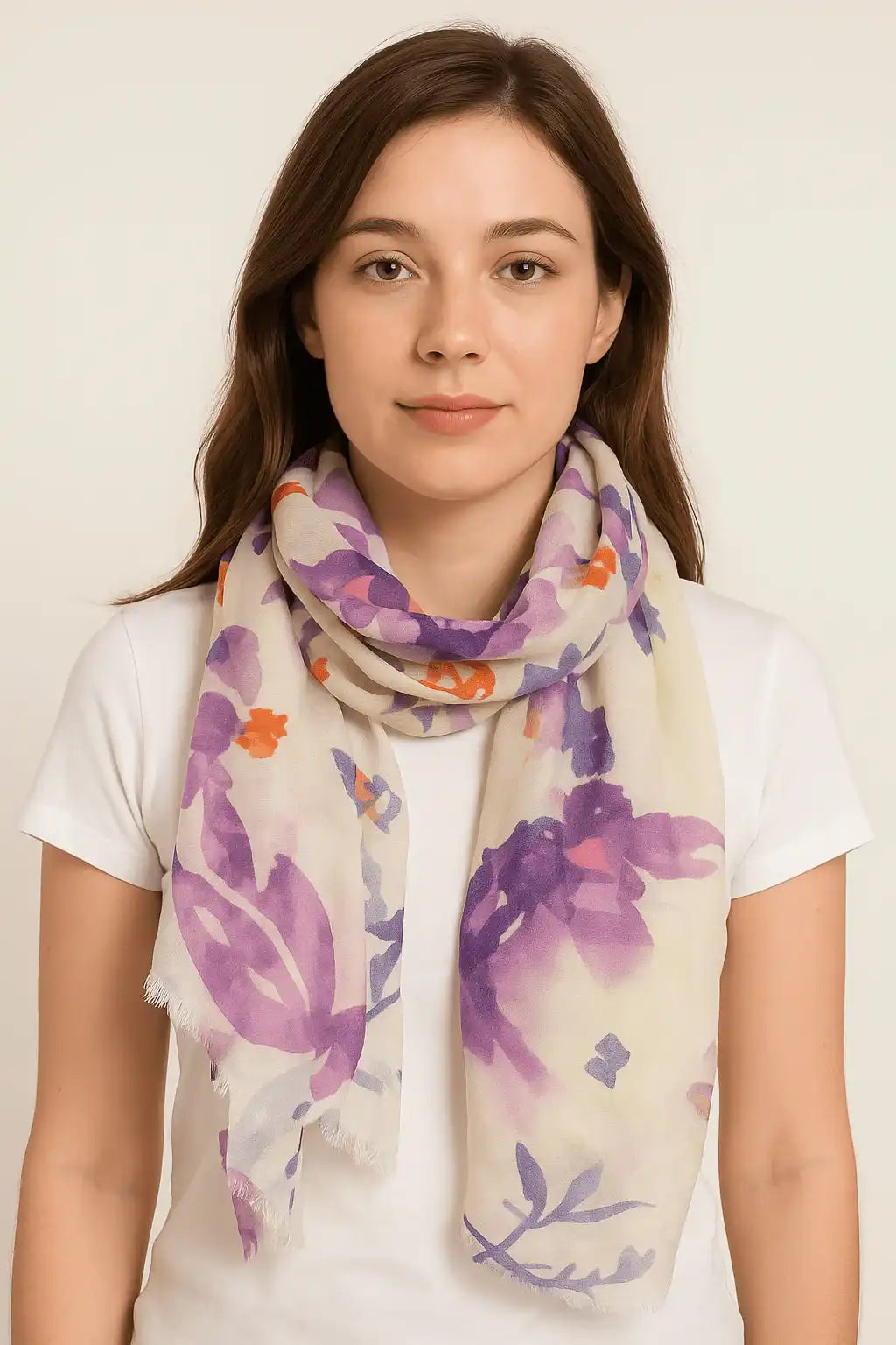 Watercolor Floral Patterned Scarf