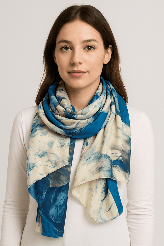 وشاح نسائي (90×180 سم) أزرق