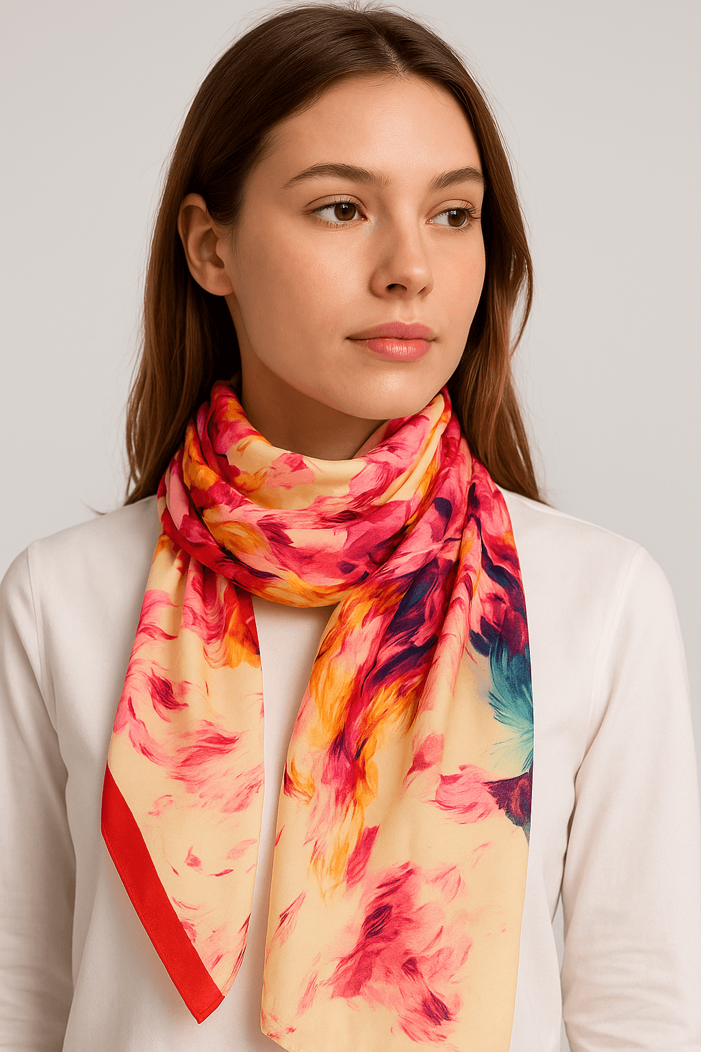 تصميم وشاح شرابة مطبوع بالزهرة