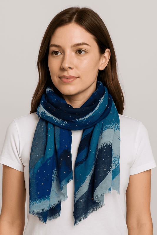 Scarf with Golden Dotted Design