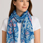 Watercolor Abstract Printed Blue Scarf