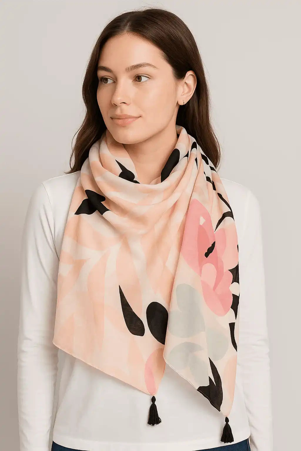 Floral Abstract Tassel Printed Scarf