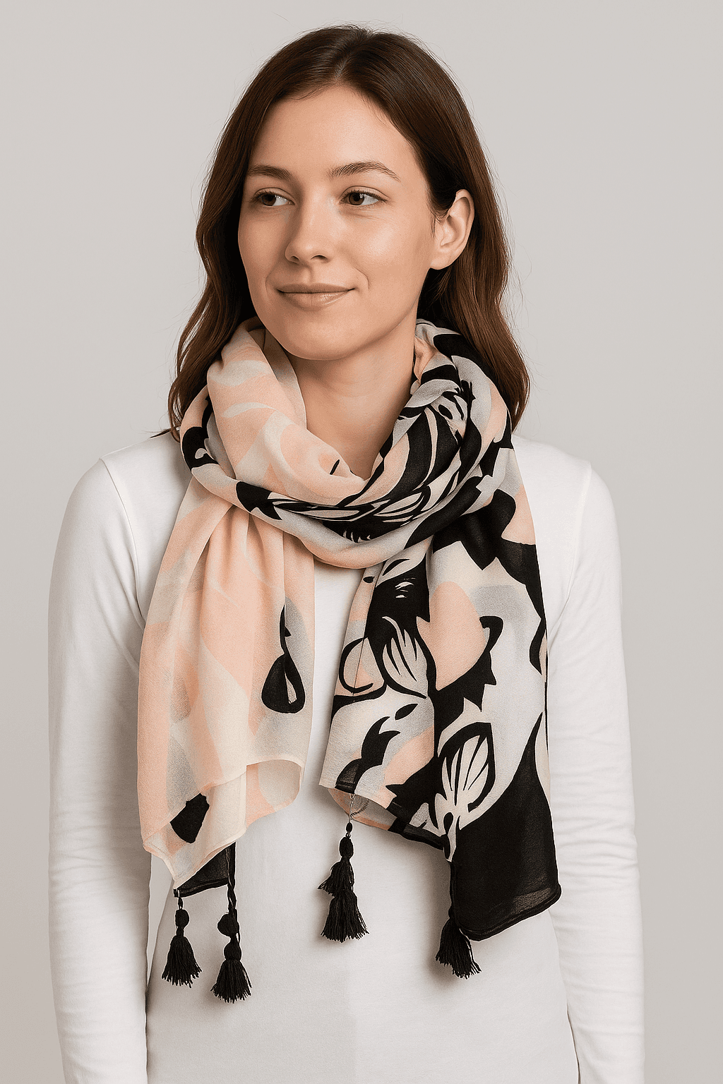 Floral Abstract Tassel Printed Scarf