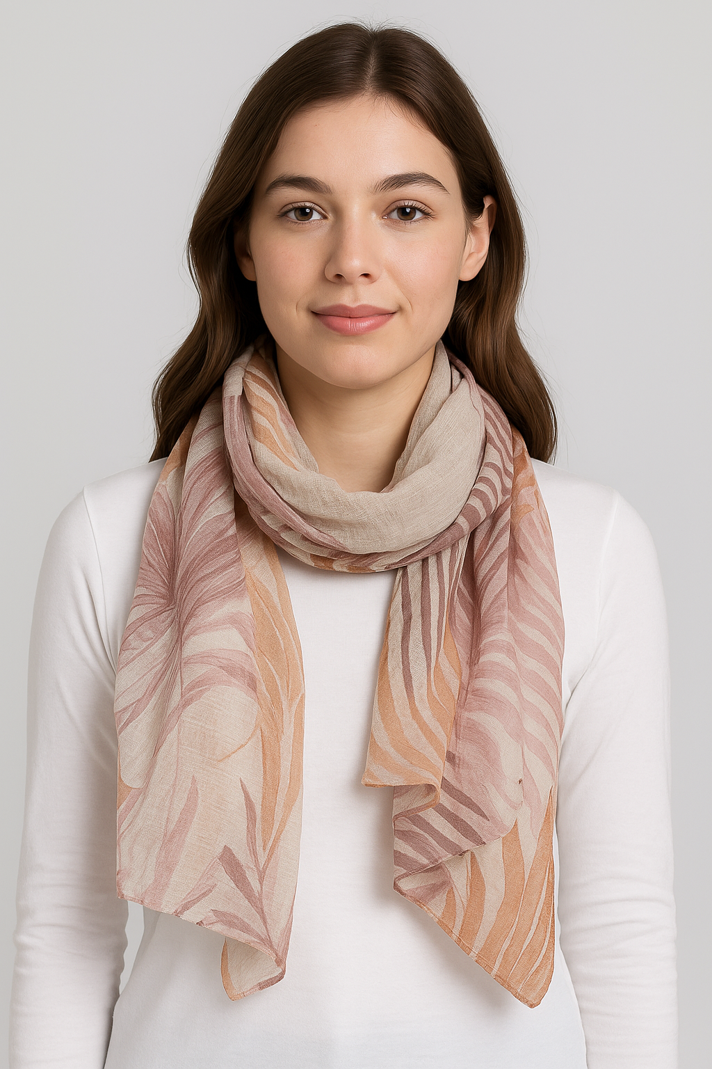 Palm Print Scarf in Soft Hues