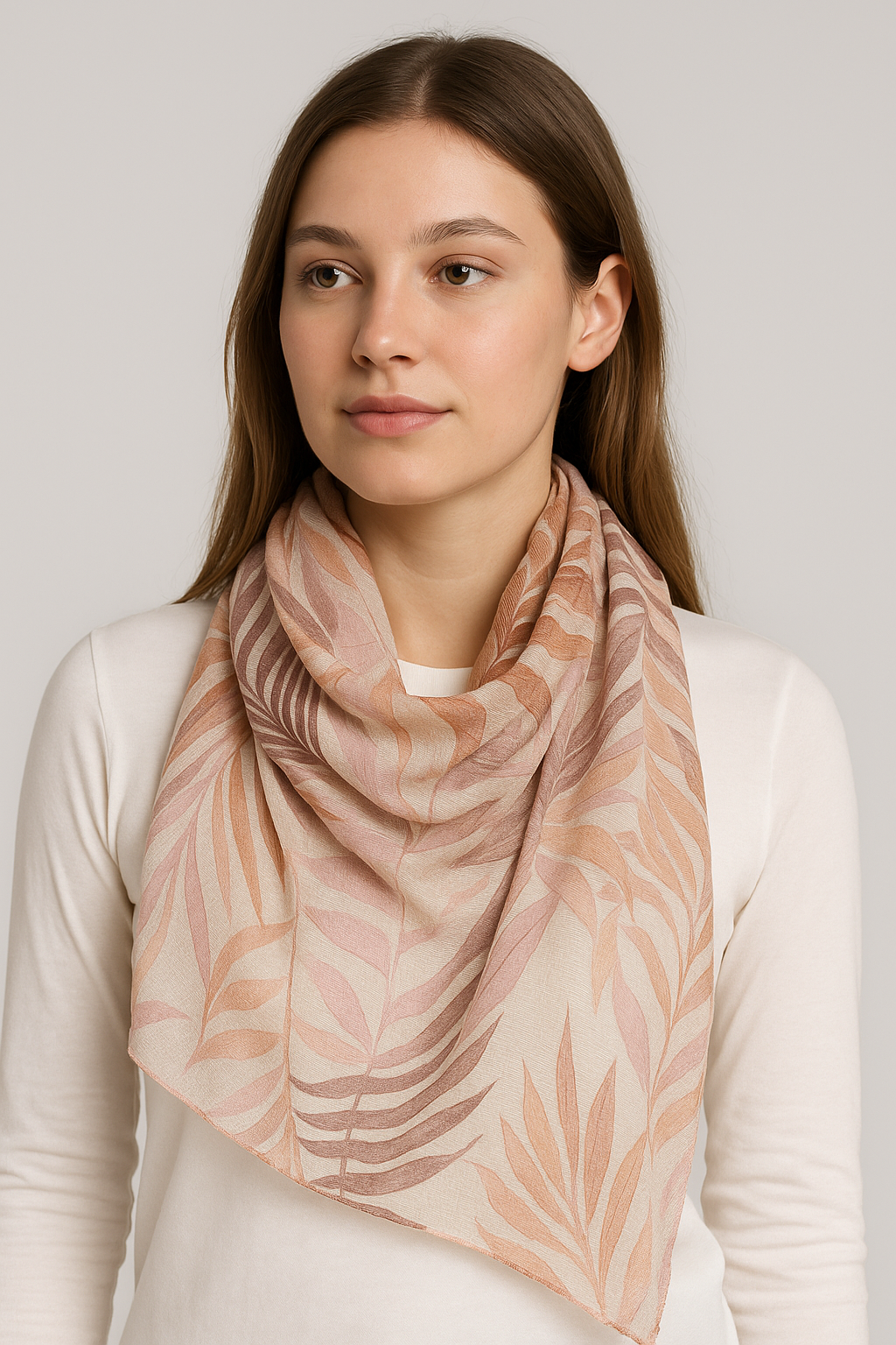 Palm Print Scarf in Soft Hues