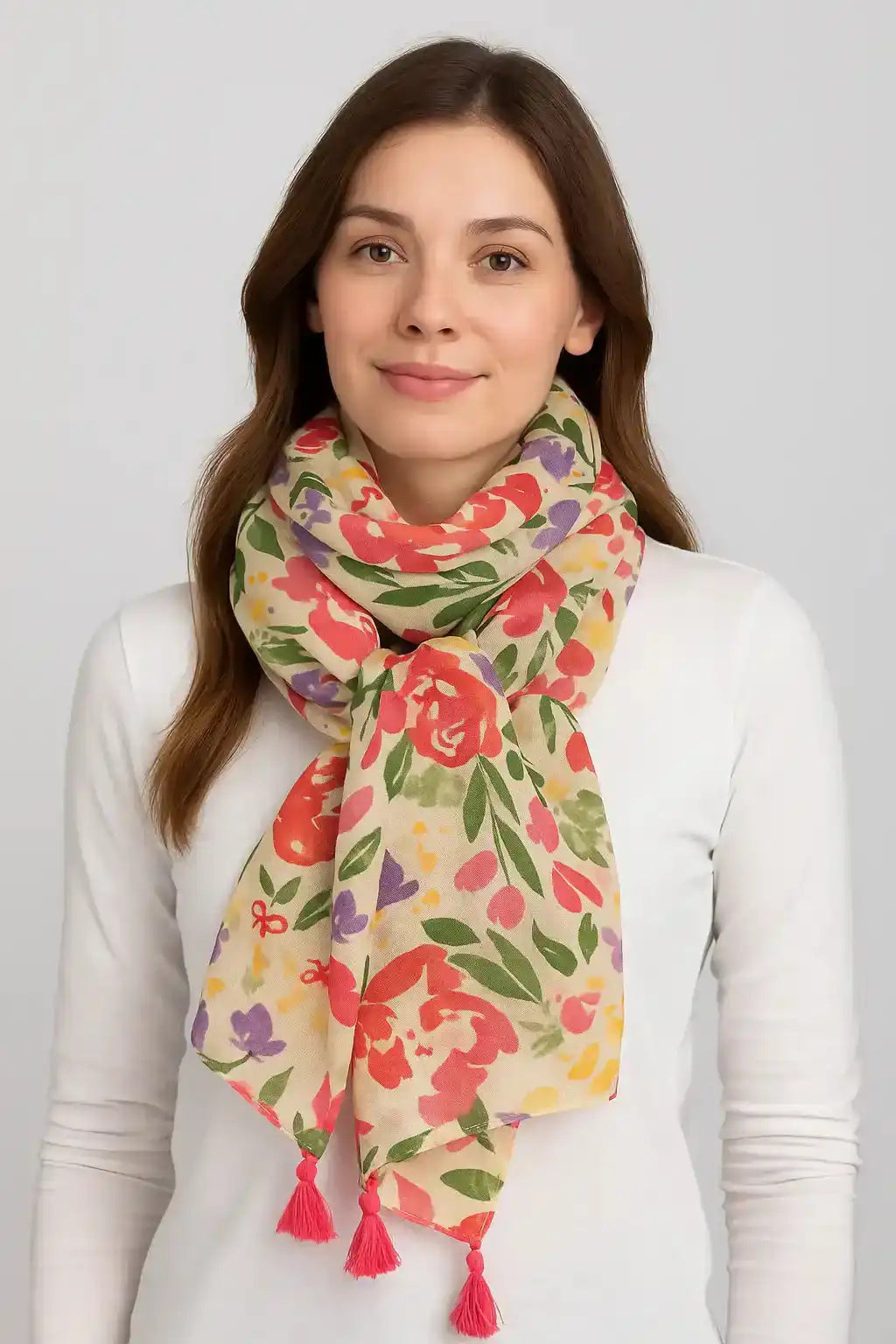 Blossom Garden Pattern Tassel Scarf