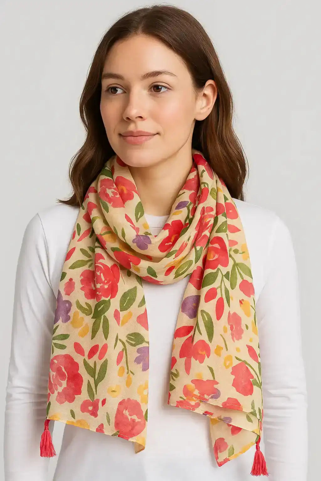 Blossom Garden Pattern Tassel Scarf