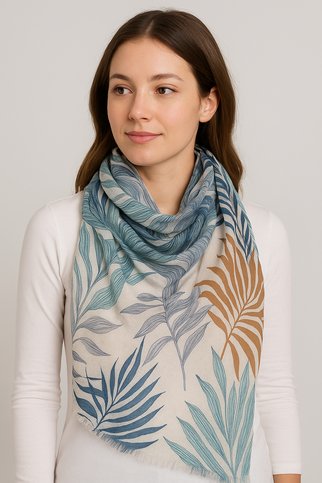 Palm Print Scarf in Rich Shades