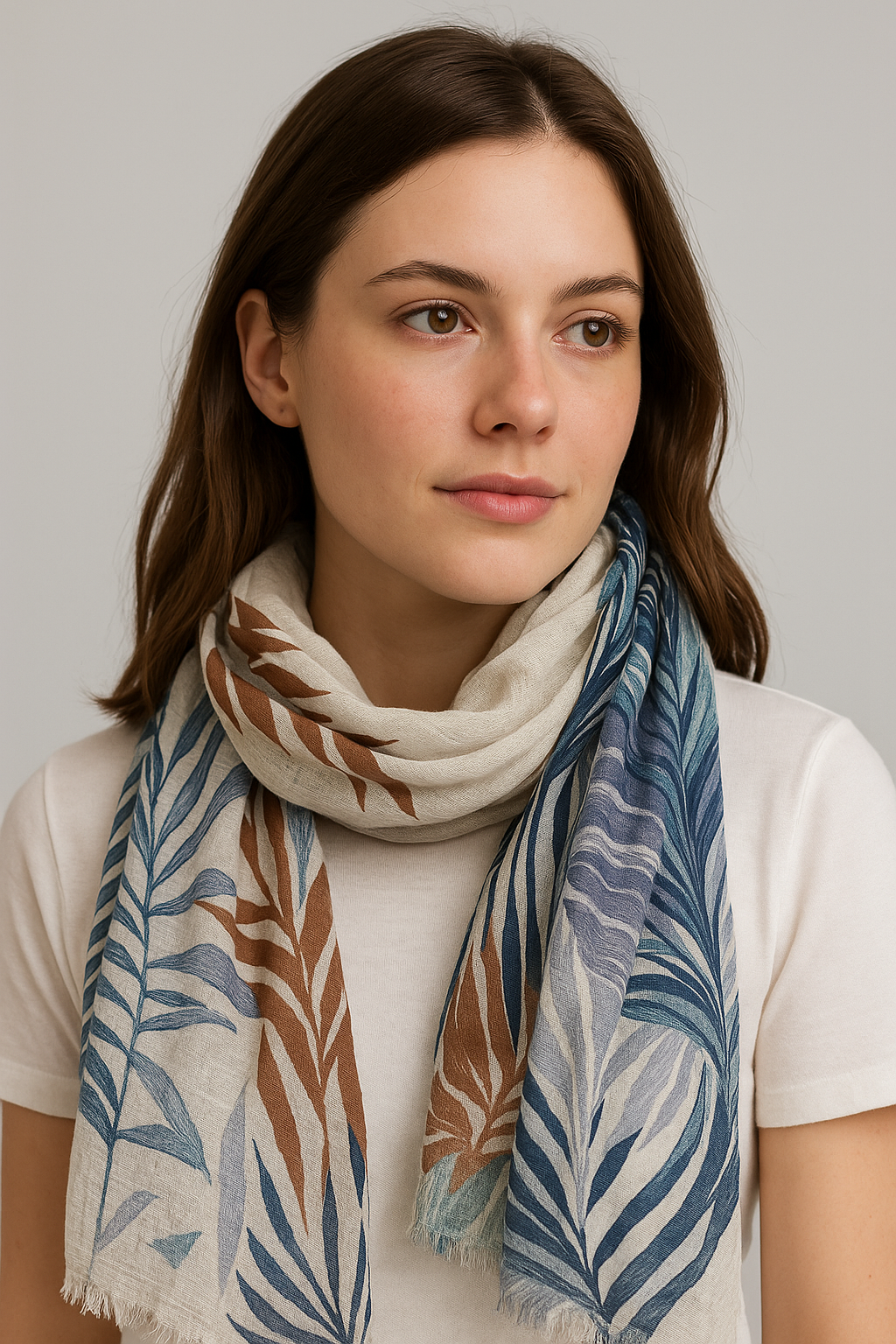 Palm Print Scarf in Rich Shades
