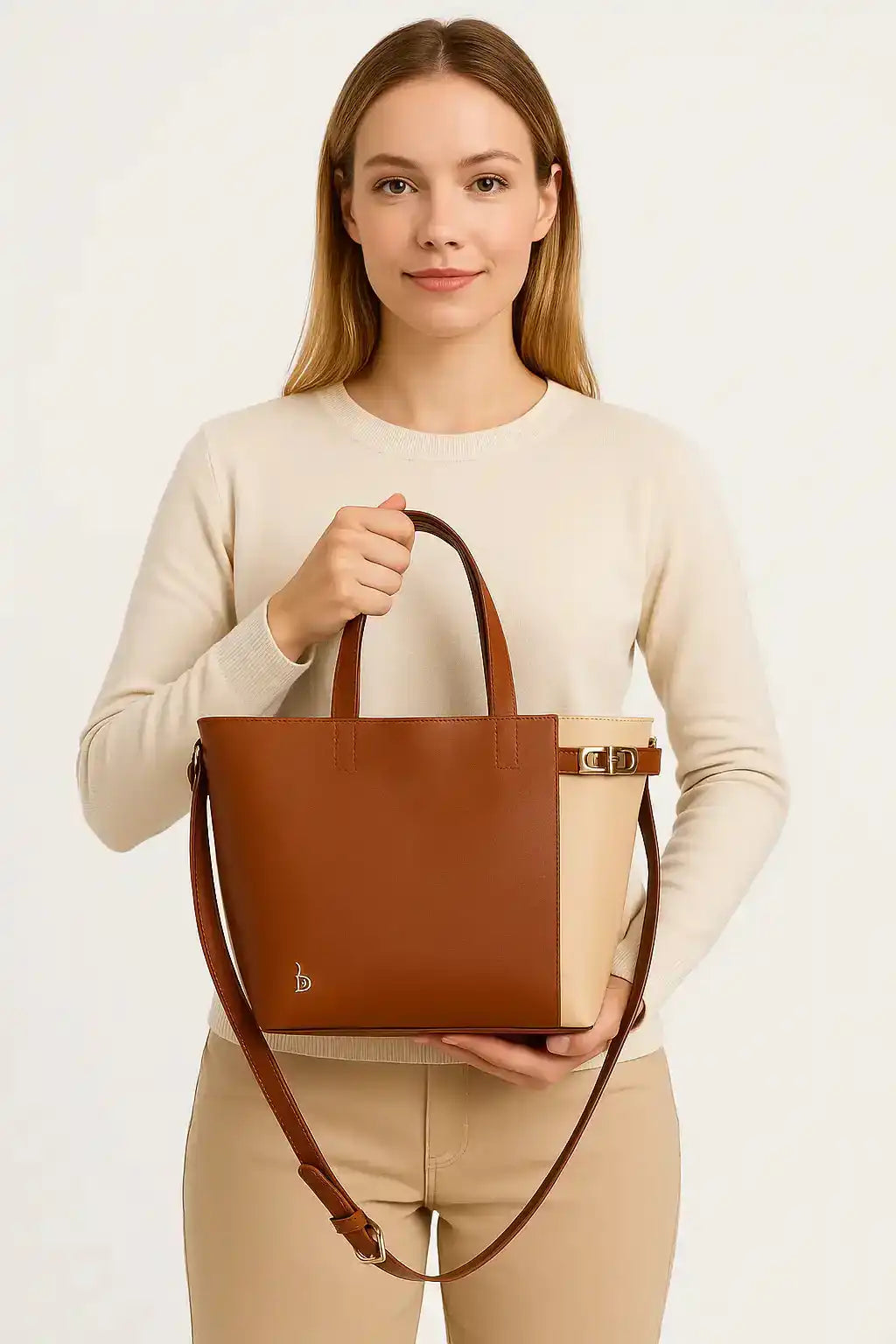 Classic Dual-Tone Top-Handle Bag
