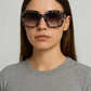 Marble Effect Square Sunglasses