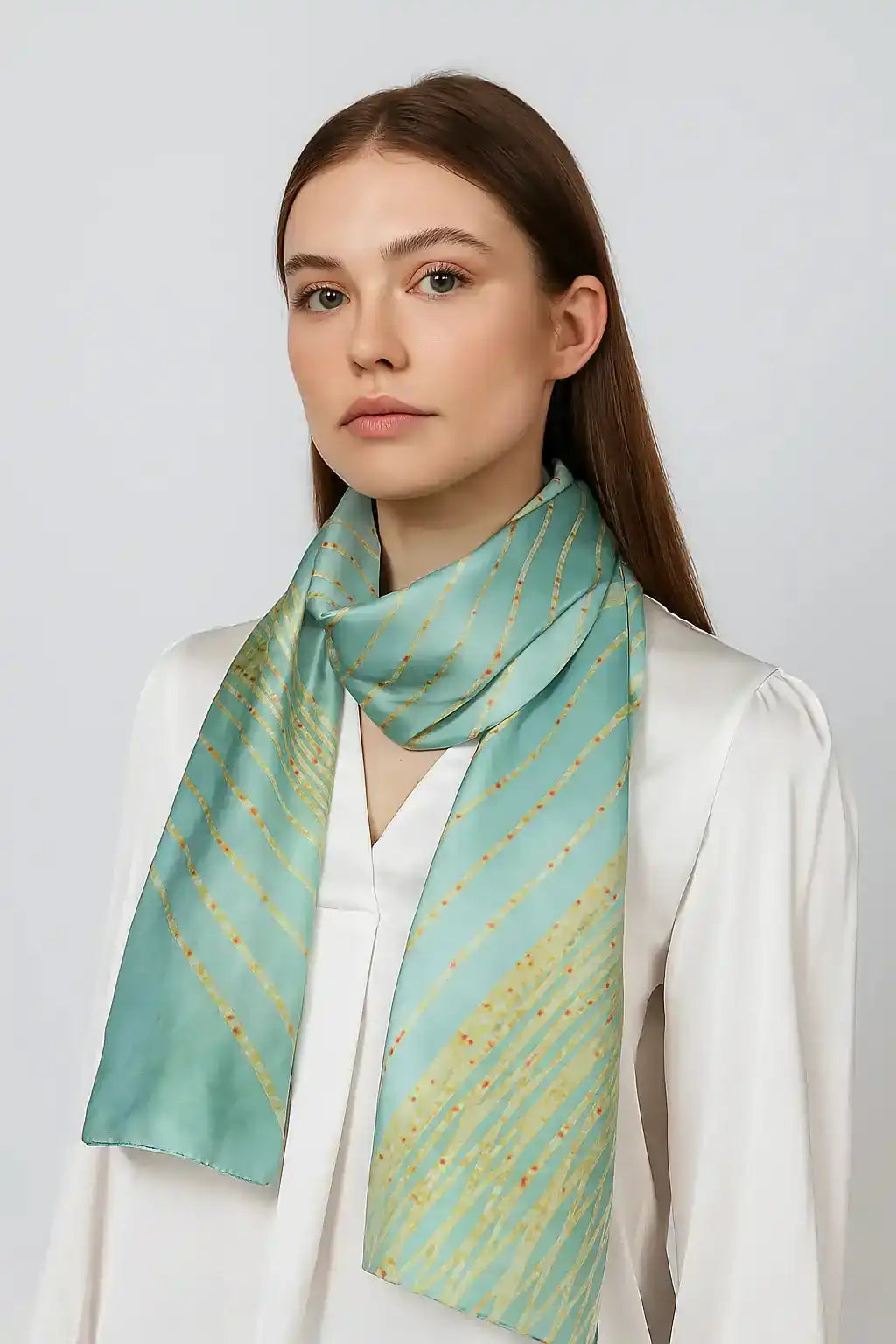 Patterned Satin Scarf with Elegant Finish