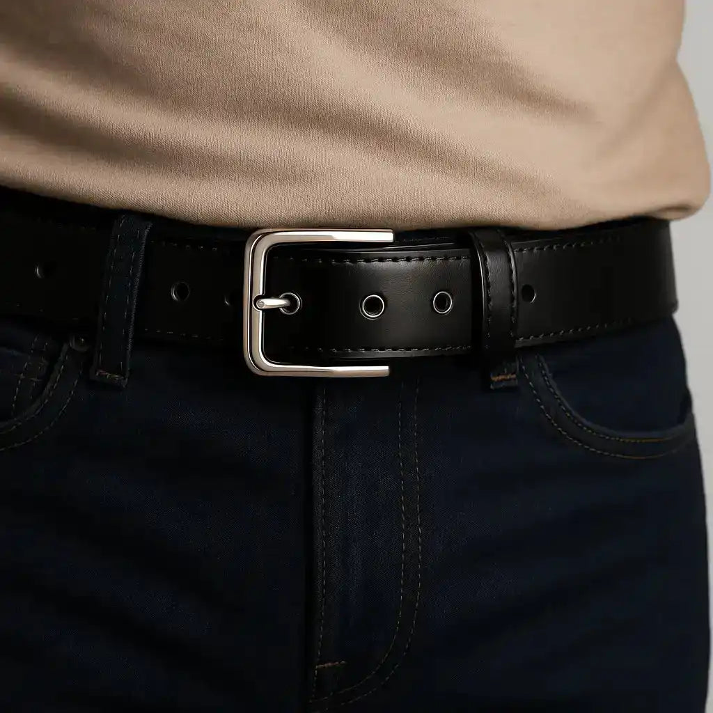 Reversible Fabric-Blend Casual Belt with Leather Accents